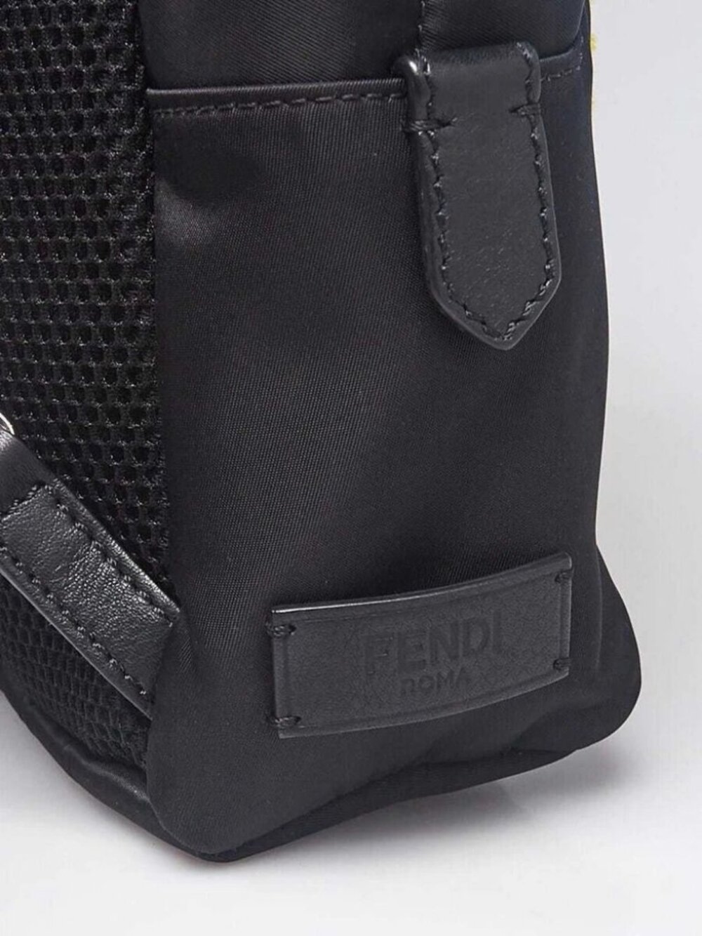 Fendi Black Nylon and Shearling Mini Backpack Bag 8BZ038 - Picture 7 of 11